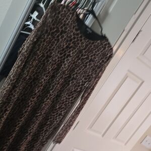 Express Leopard-Print Round Neck Dress in Black and Brown